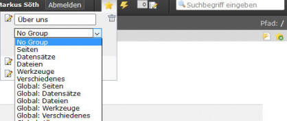 Lesezeichen in TYPO3 gruppieren