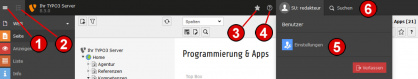 TYPO3 Handbuch v. 8 LTS - Funktionen der oberen Leiste des TYPO3 Backends
