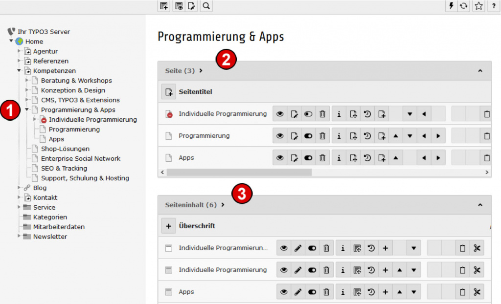 TYPO3 Handbuch v. 8 LTS - Modul WEB > Liste