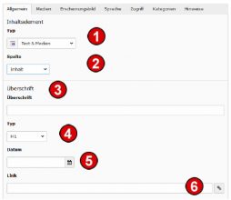 TYPO v8 Handbuch Inhalte Reiter Algemein