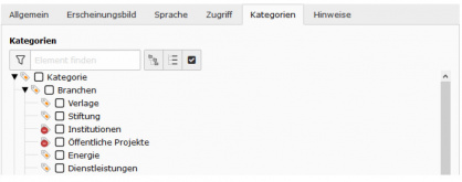 TYPO3 v8 Handbuch Reiter Kategorien