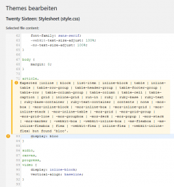 Wordpress Editor mit Syntax Highlightning