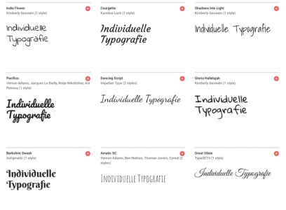 Screenshot typografie google fonts
