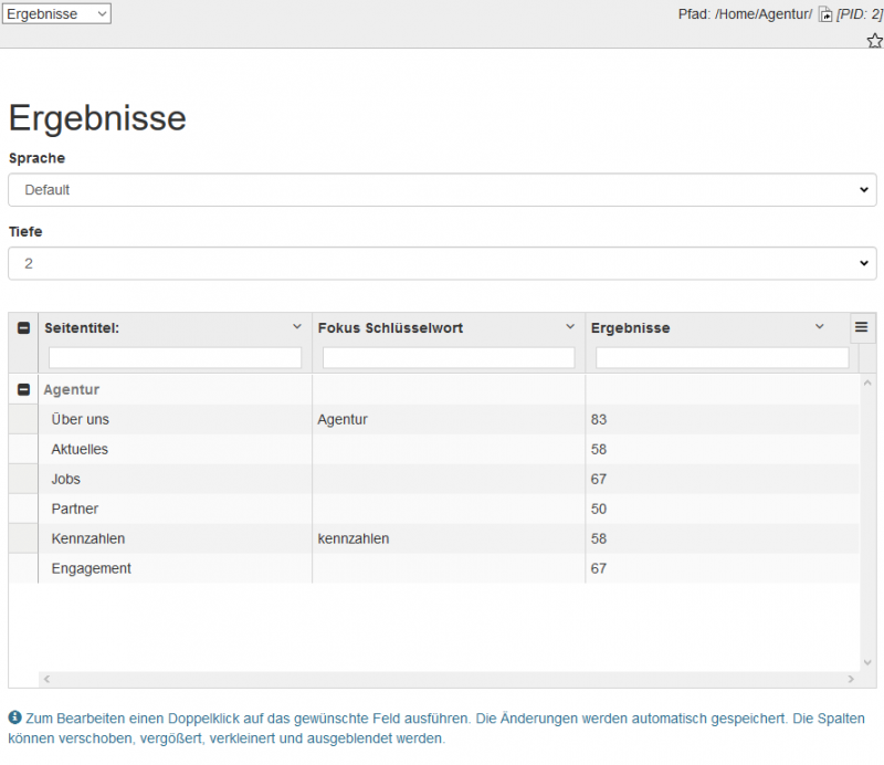 cs_seo Ergebnisse