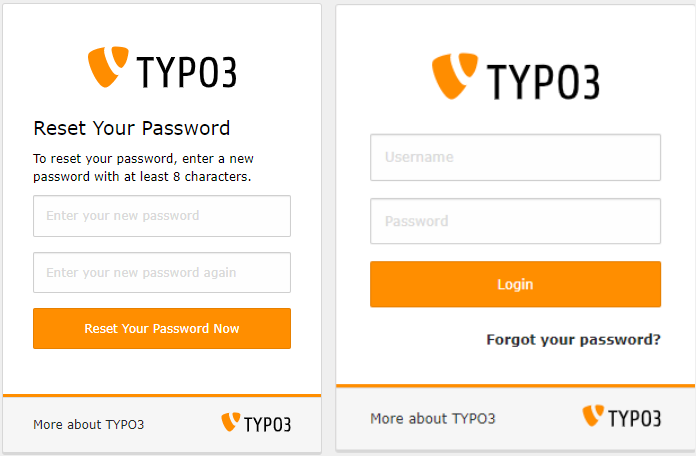 TYPO3 10LTS Login mit Passwort Reset