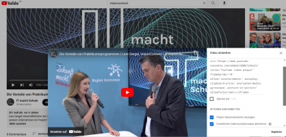 Datenschutz Videoeinbindung: Ein Screenshot eines YouTube Beispielvideos